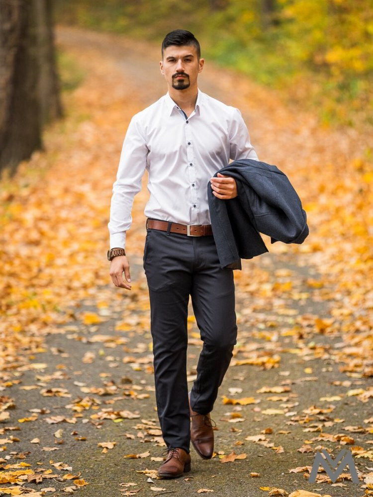 Pánska biela košeľa v slim fit strihu VSB1709