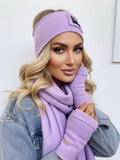 Luxusný teplákový VSB set šál + čelenka lila fialová