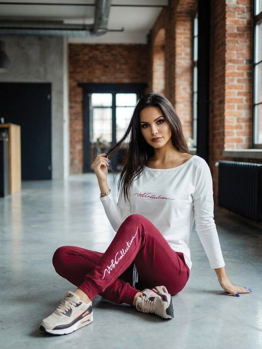 Dámska tepláková súprava VSB11 bordo + cream