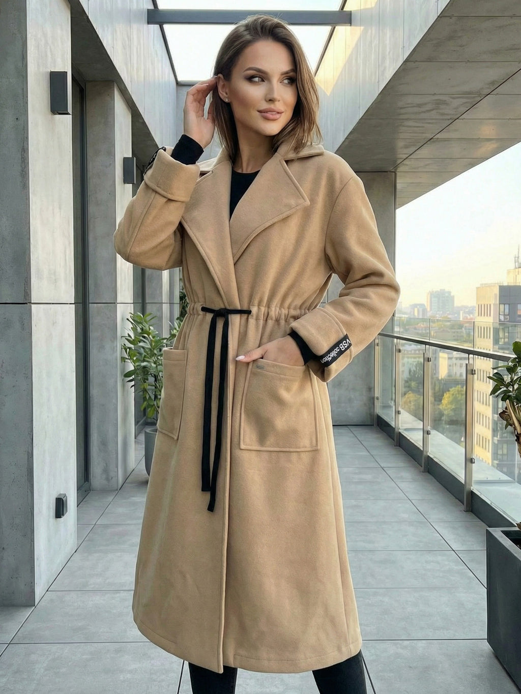 Dámsky VSB KLOE predĺžený kabát camel