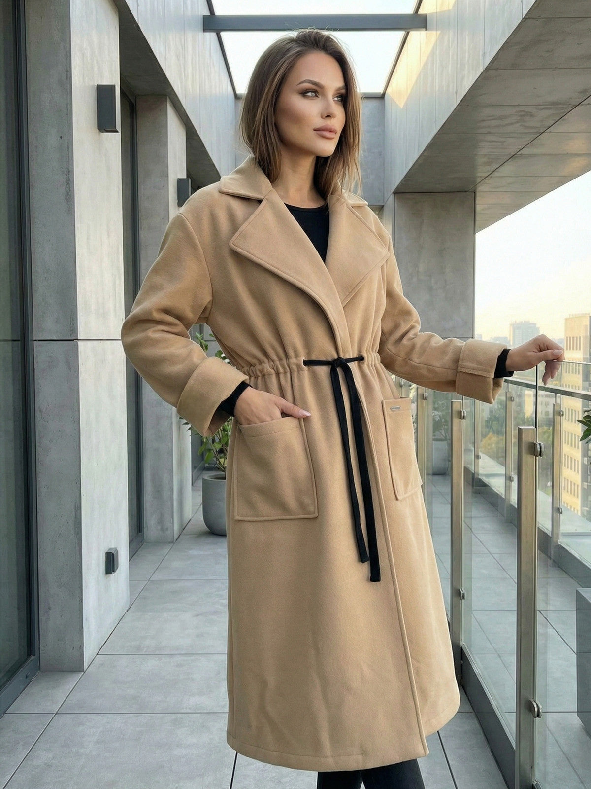 Dámsky VSB KLOE predĺžený kabát camel