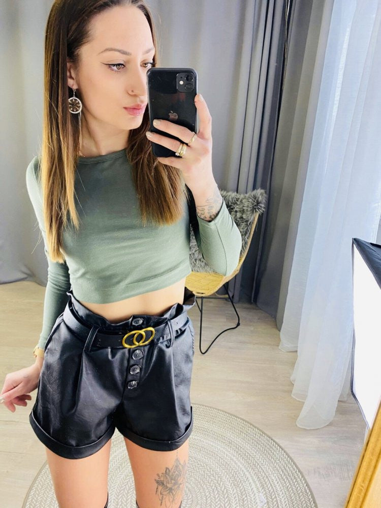 Bavlnený crop top VSB AMI olivový