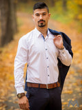 Pánska biela košeľa v slim fit strihu VSB1709