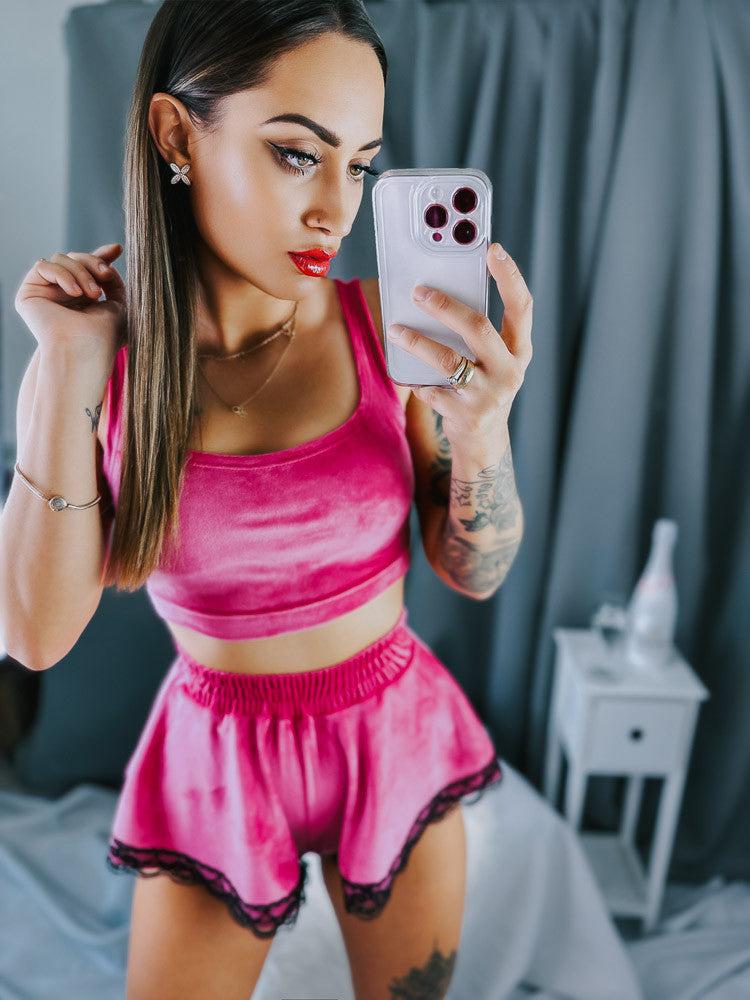 Kraťasový pyžamový set JANNYS VSB22 dark pink