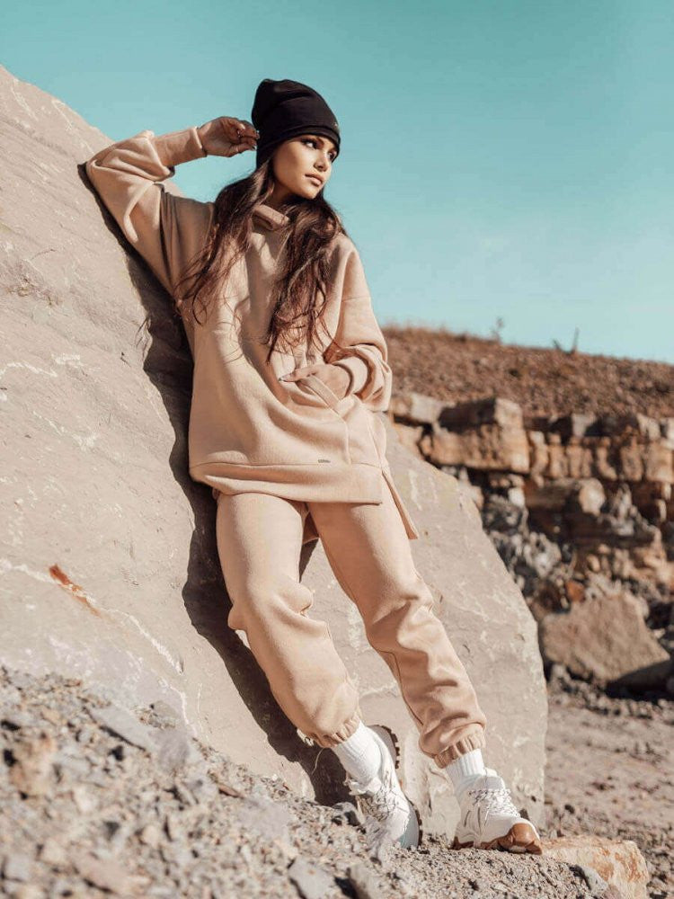 Dámska oversize tepláková súprava VSB SIMPLE light brown