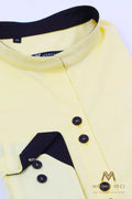 Žltá bezgolierová košeľa pre ženy v slim fit strihu VS-DK 1733