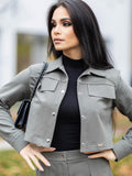 Moderné croptop sako VSB LISA oliva