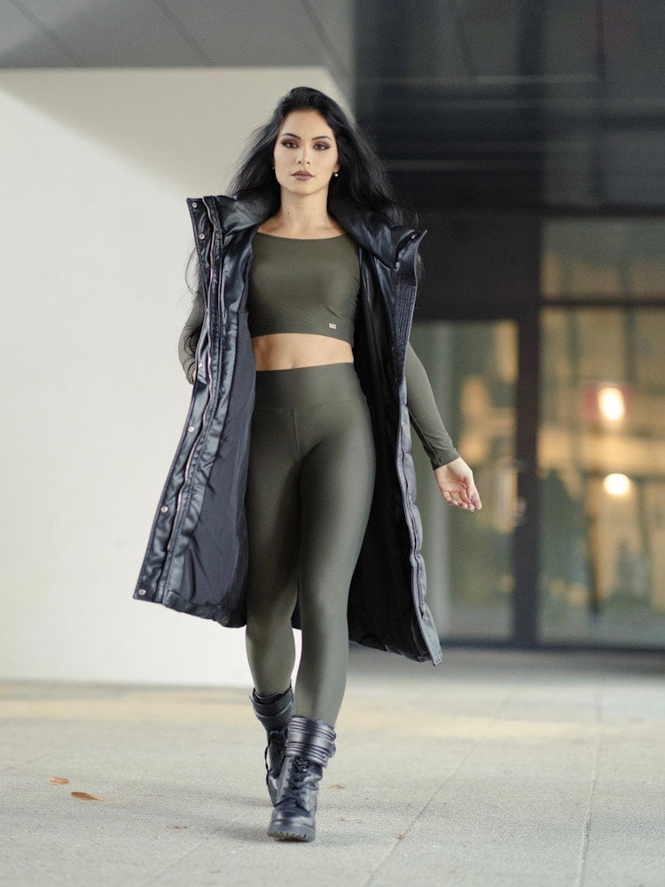 Športový dámsky VSB croptop NEWSKIN khaki