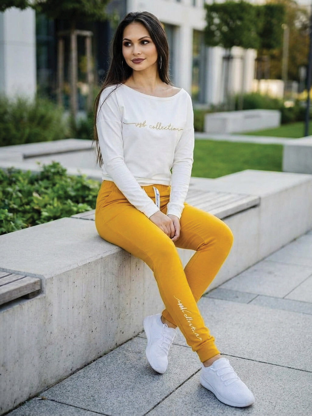 Dámska tepláková súprava VSB11 horčicová + cream