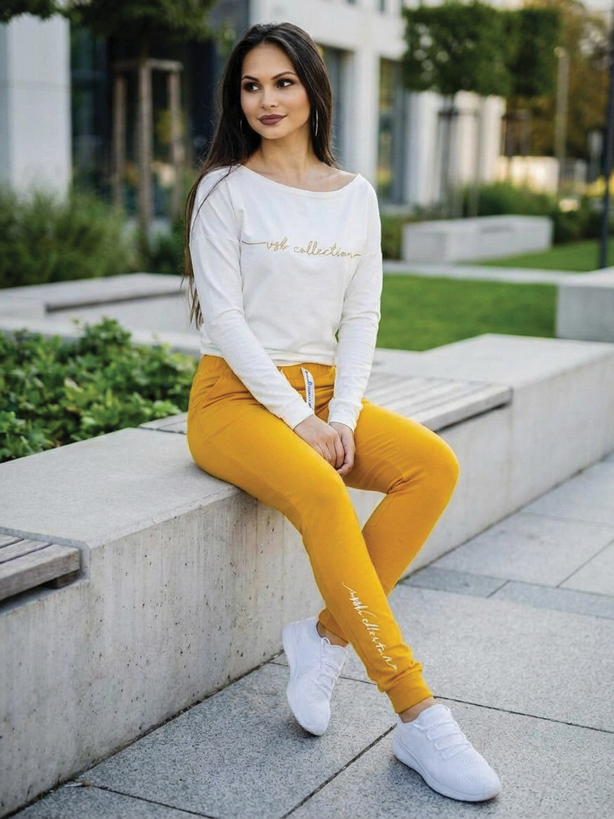 Dámska tepláková súprava VSB11 horčicová + cream