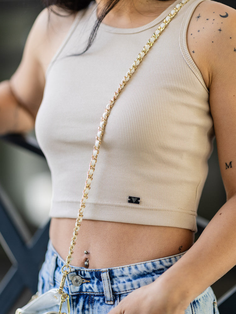 Dámsky vrúbkovaný croptop VSB LOLLY béžový