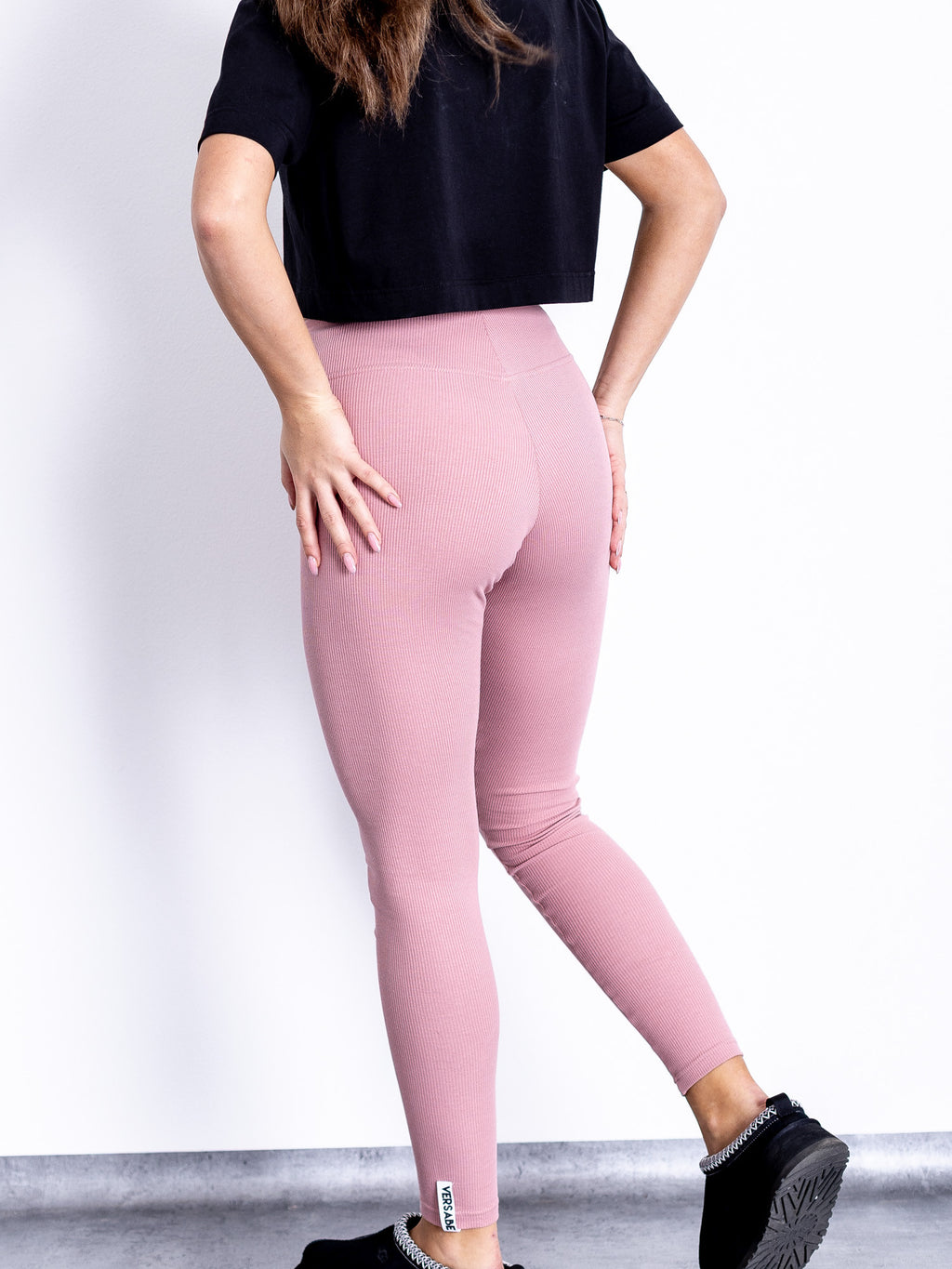 Dámske rebrované legíny babypink VSB NAOMI