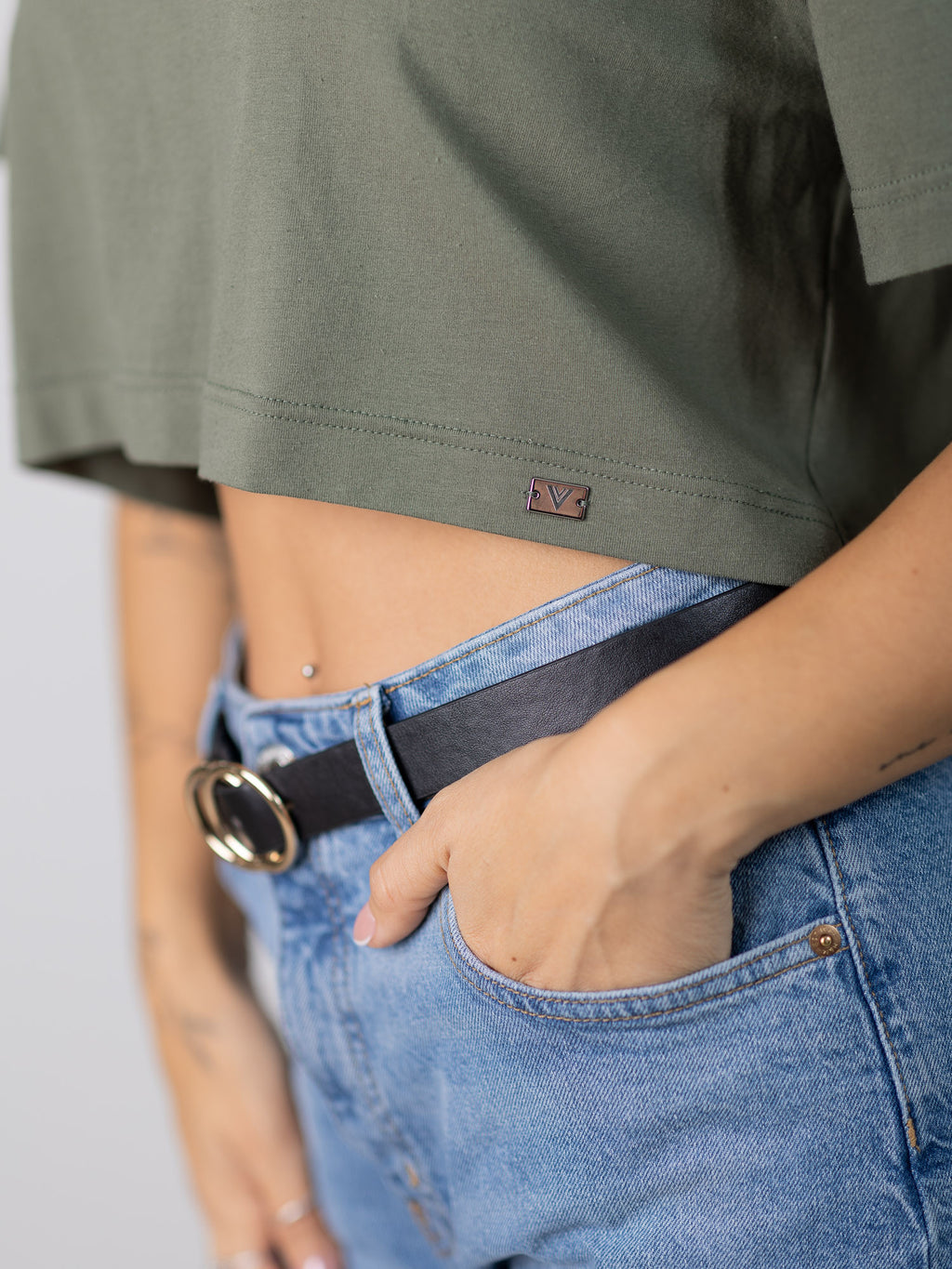 Dámsky oversize croptop VSB LILLY oliva