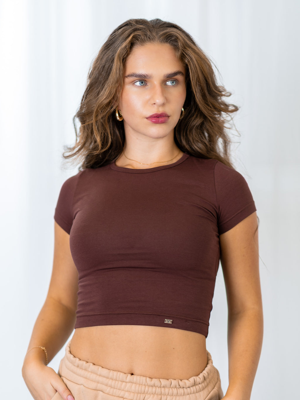 Dámsky croptop v hnedej farbe VSB PATTY