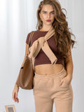 Dámsky croptop v hnedej farbe VSB PATTY