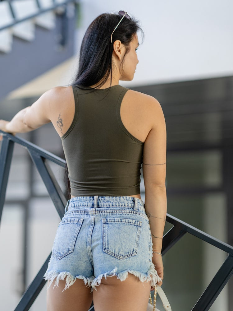Dámsky croptop VSB LOLLY oliva