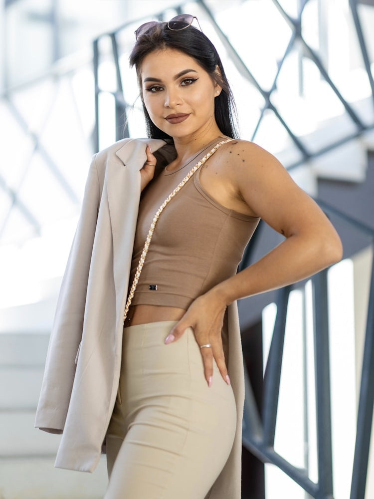 Pohodlný dámsky VSB LOLLY croptop v hnedej farbe