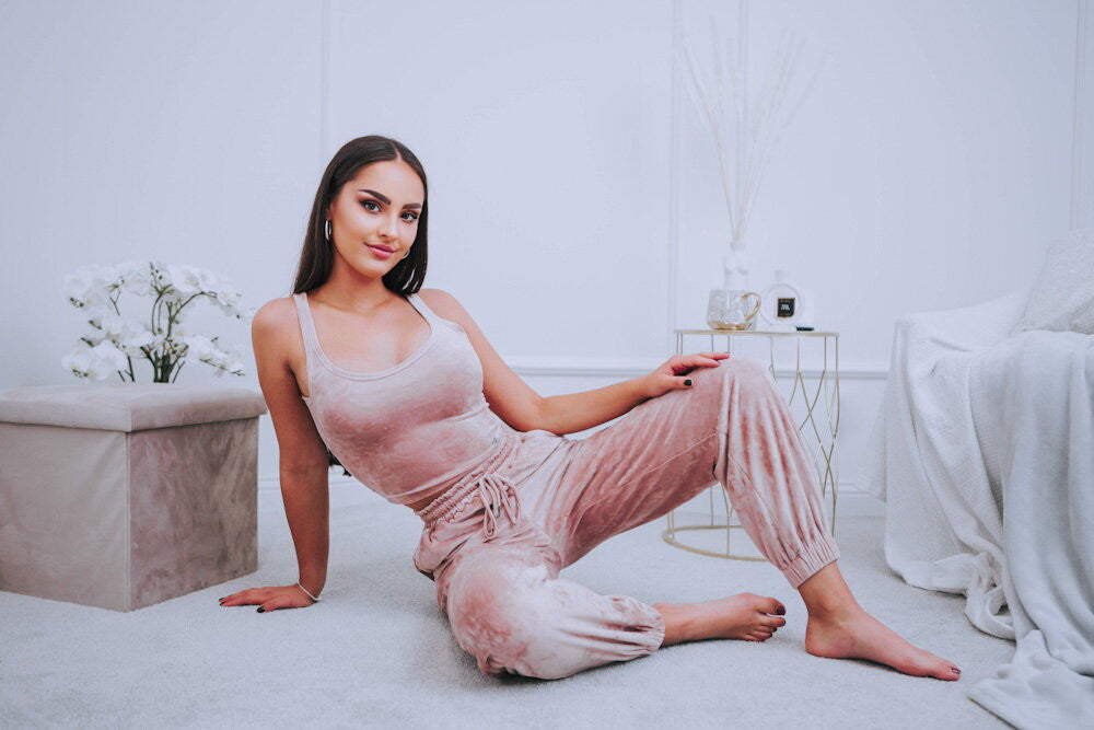 Tepláková súprava VSB22 VELUR dusty pink