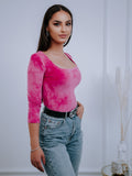 Dámske tričko s výstrihom VSB VELUR HELA dark pink