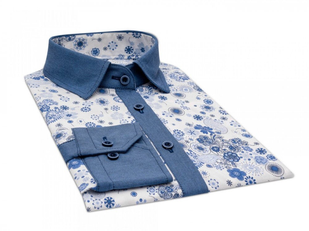 Dámska košeľa Slim Fit VS-DK1903 modrá