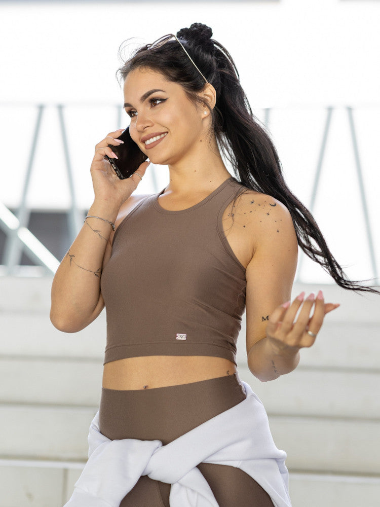 Kvalitné dámske tričko bez rukávov VSB SIDESKIN brown