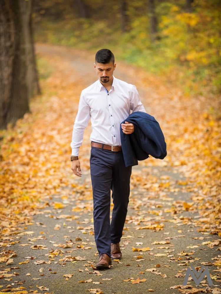 Pánska biela košeľa v slim fit strihu VSB1709