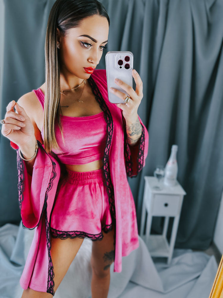 Kraťasový pyžamový set JANNYS VSB22 dark pink