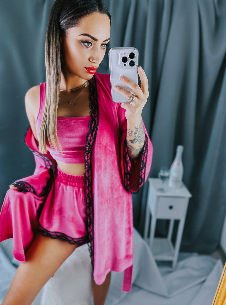 Kraťasový pyžamový set JANNYS VSB22 dark pink