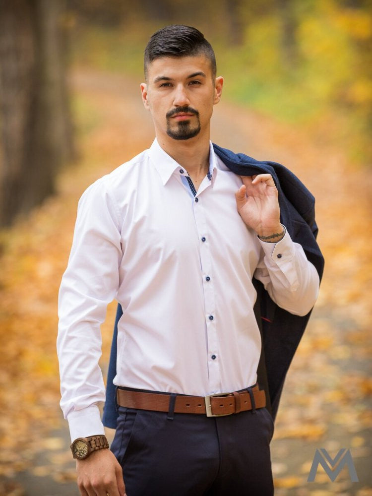 Pánska biela košeľa v slim fit strihu VSB1709