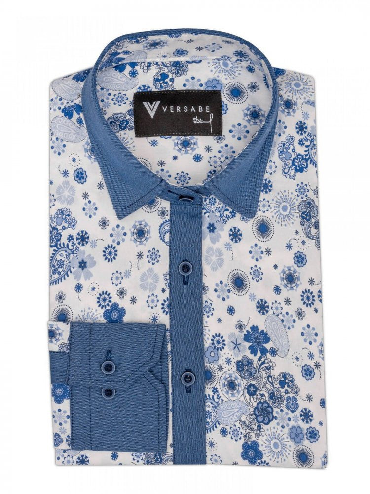 Dámska košeľa Slim Fit VS-DK1903 modrá