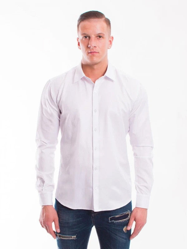 Klasická biela mierne lesklá košeľa v strihu SLIM FIT VS-PK-1714