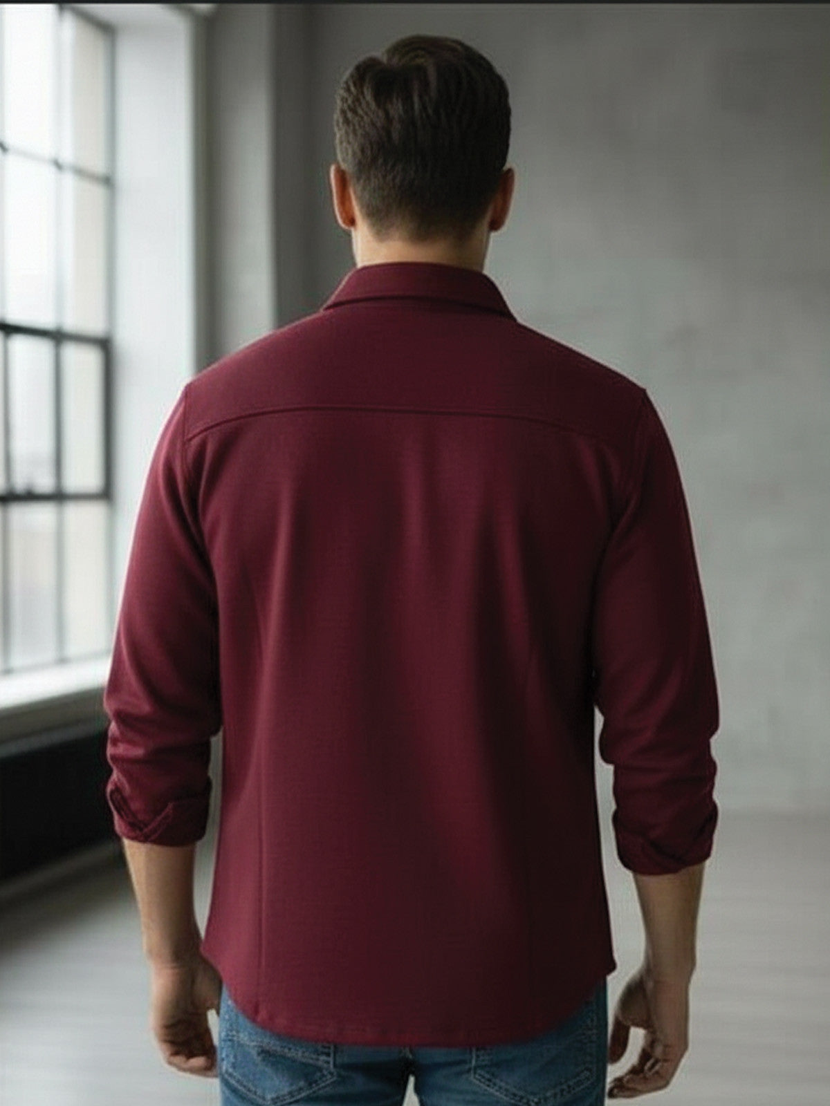 Pánska košeľová bunda bordo VSB CASUAL