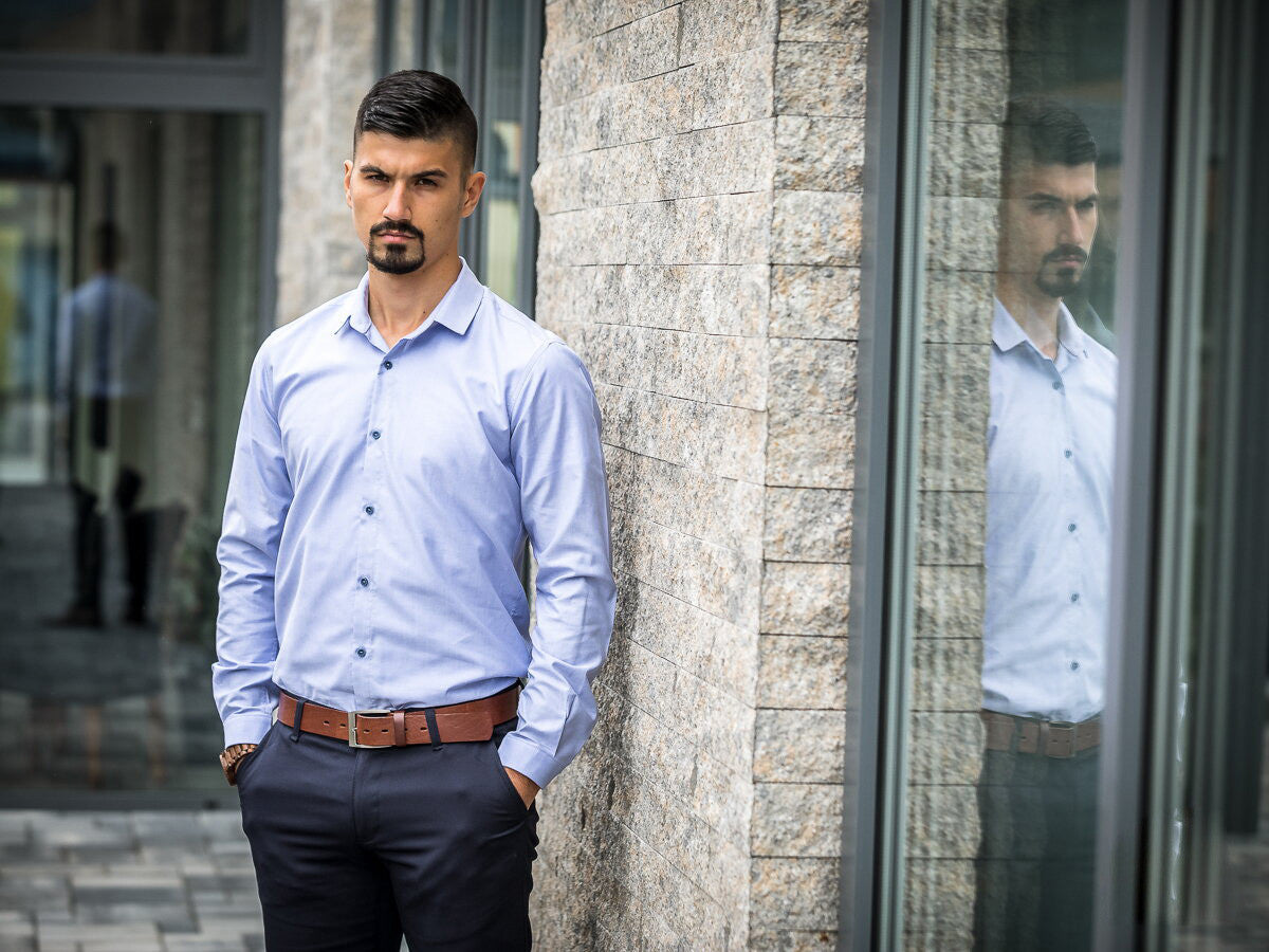 Obleková pánska košeľa VSB1853 bledomodrá