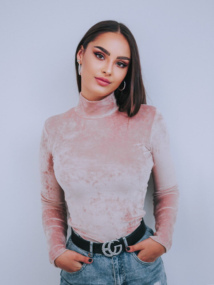 Dámsky rolák VSB22 VELUR dusty pink