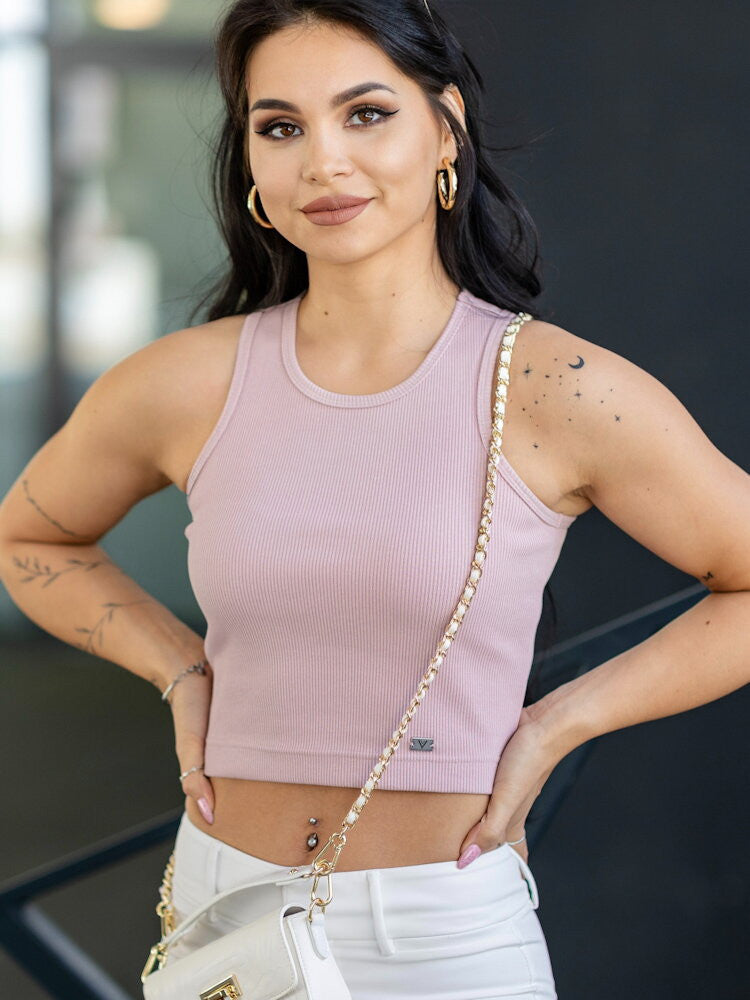 Dámsky VSB vrúbkovaný croptop LOLLY powder pink
