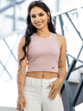 Dámsky VSB vrúbkovaný croptop LOLLY powder pink