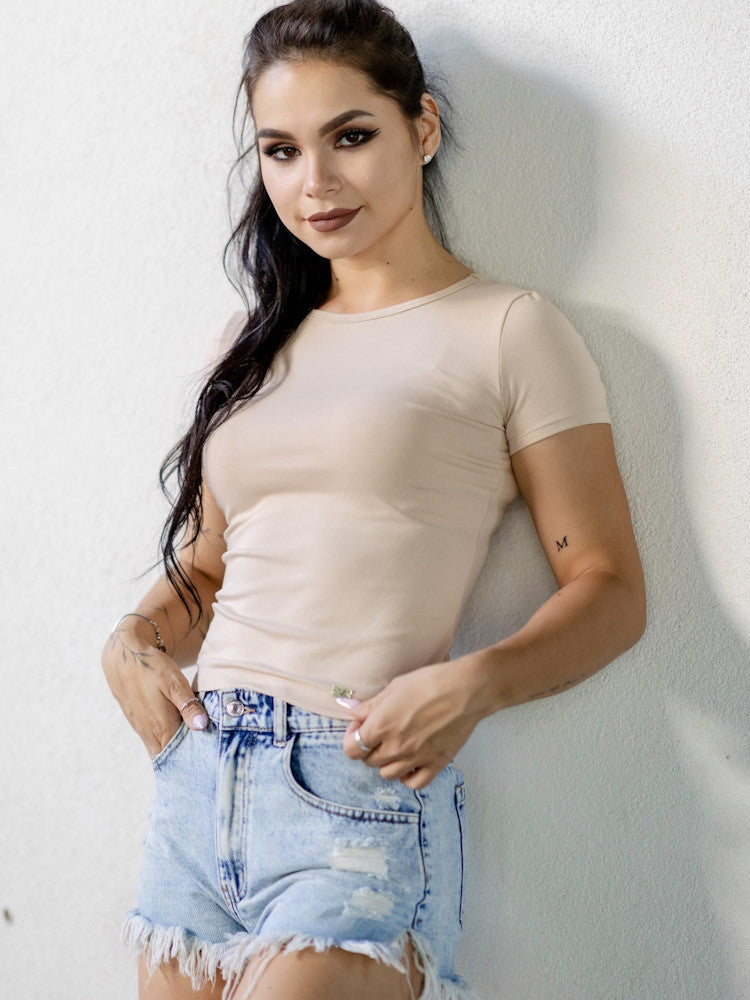 Trendy dámsky VSB LENA CROPTOP krémová