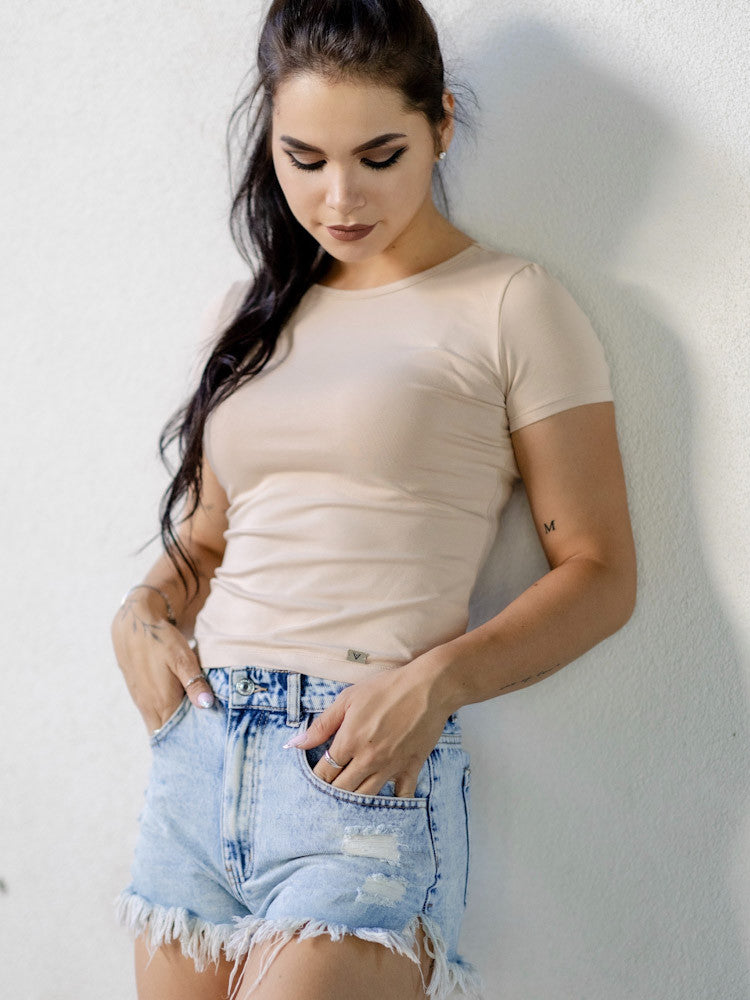 Trendy dámsky VSB LENA CROPTOP krémová