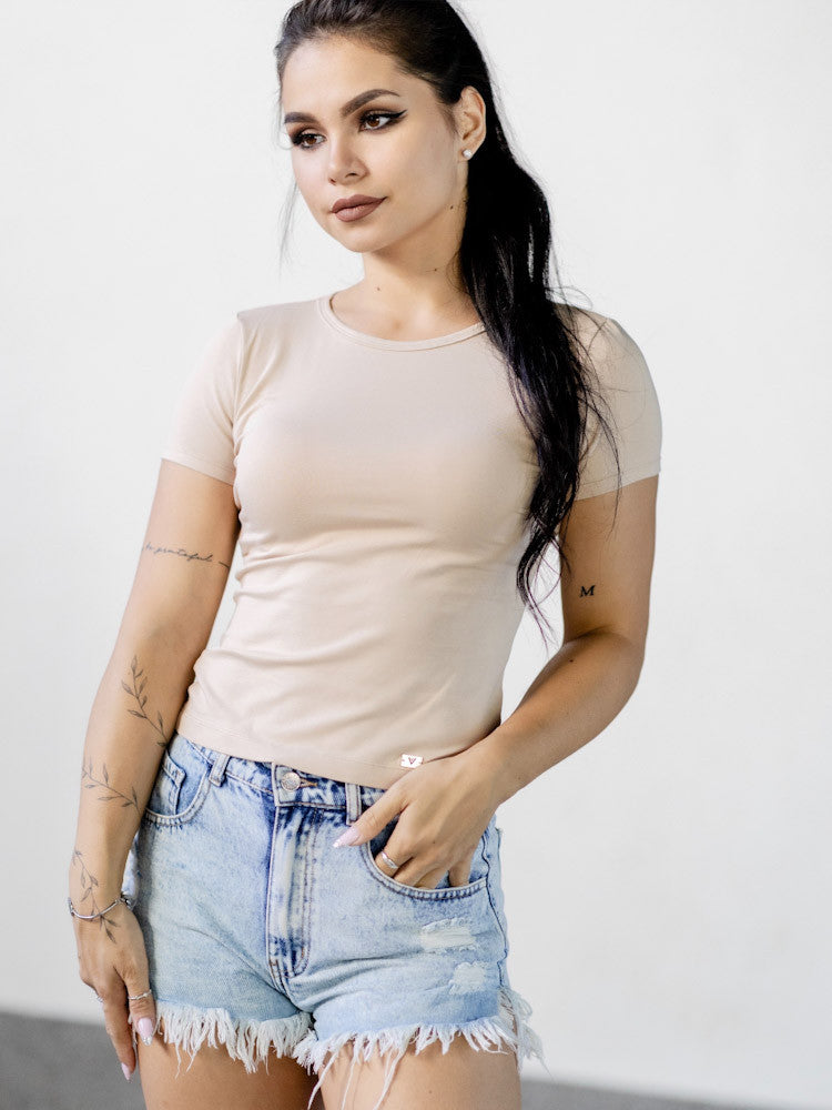 Trendy dámsky VSB LENA CROPTOP krémová