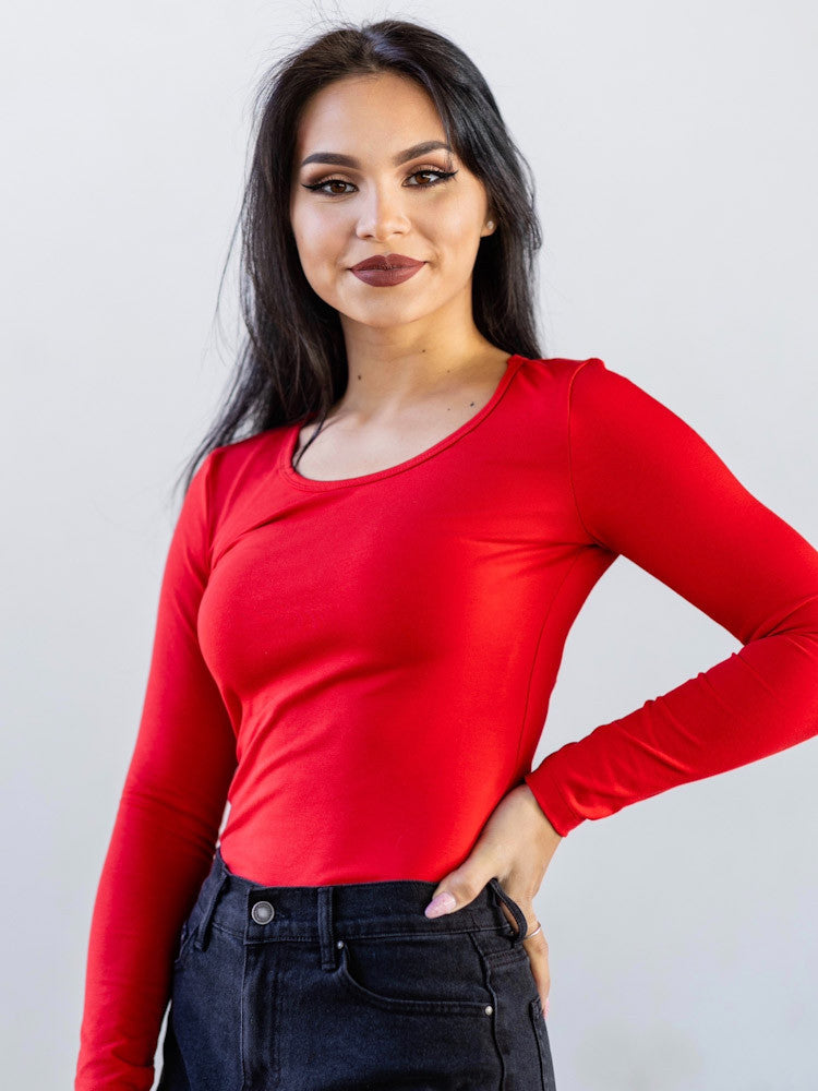 Dámsky nátelník s dlhým rukávom VS-DN 1902 LENA červená