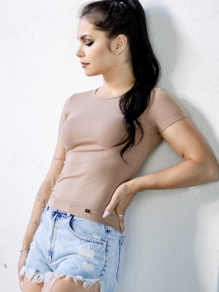 Štýlový dámsky VSB LENA CROPTOP hnedý
