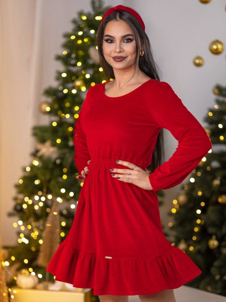 Zamatové šaty do áčka VSB VELVET RED