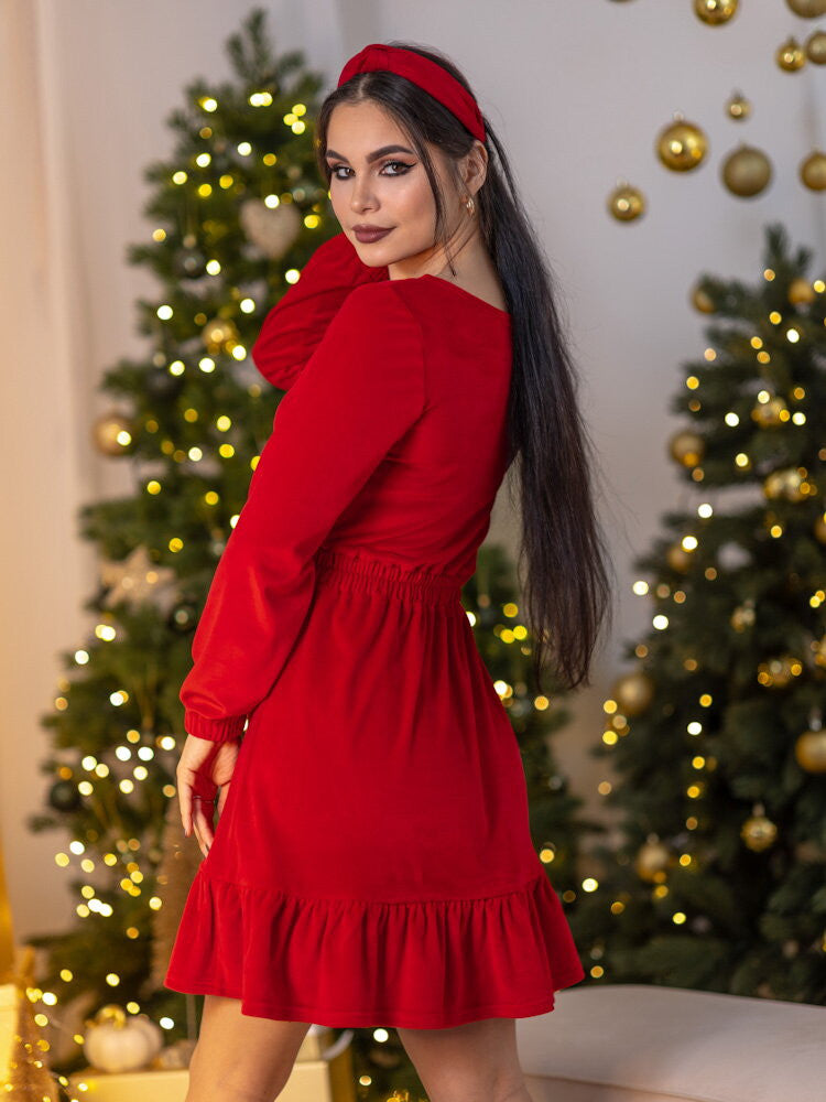 Zamatové šaty do áčka VSB VELVET RED