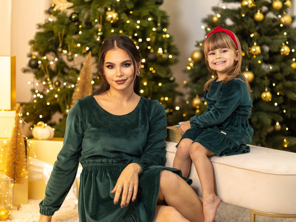 Mama a dcéra šaty VSB VELVET SMARAGD