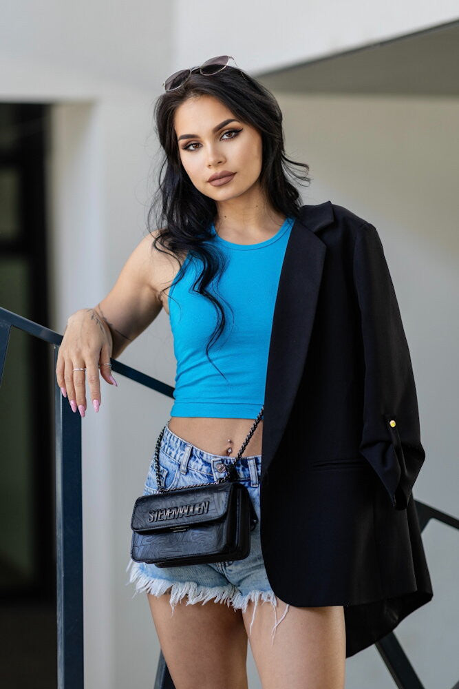 Obtiahnutý dámsky VSB croptop LOLLY azure