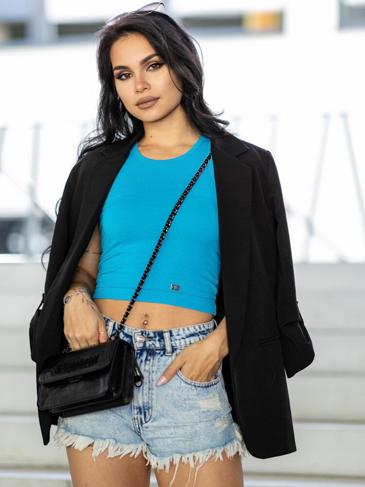 Obtiahnutý dámsky VSB croptop LOLLY azure