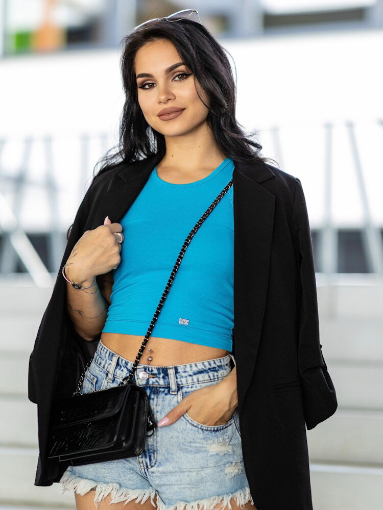 Obtiahnutý dámsky VSB croptop LOLLY azure