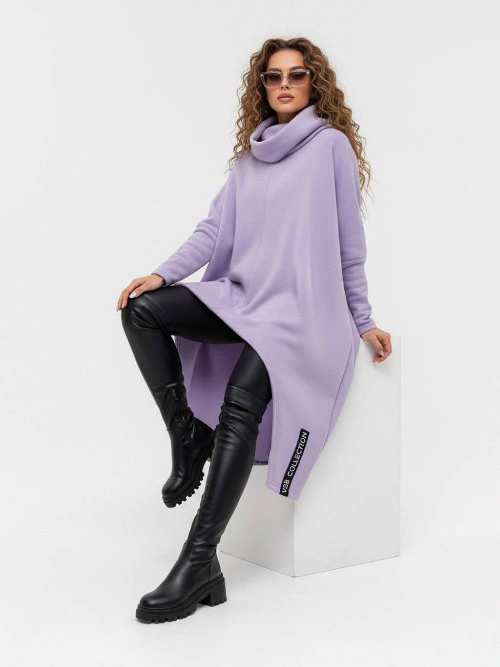 Dámske pončo VSB_collection LONG lila fialová